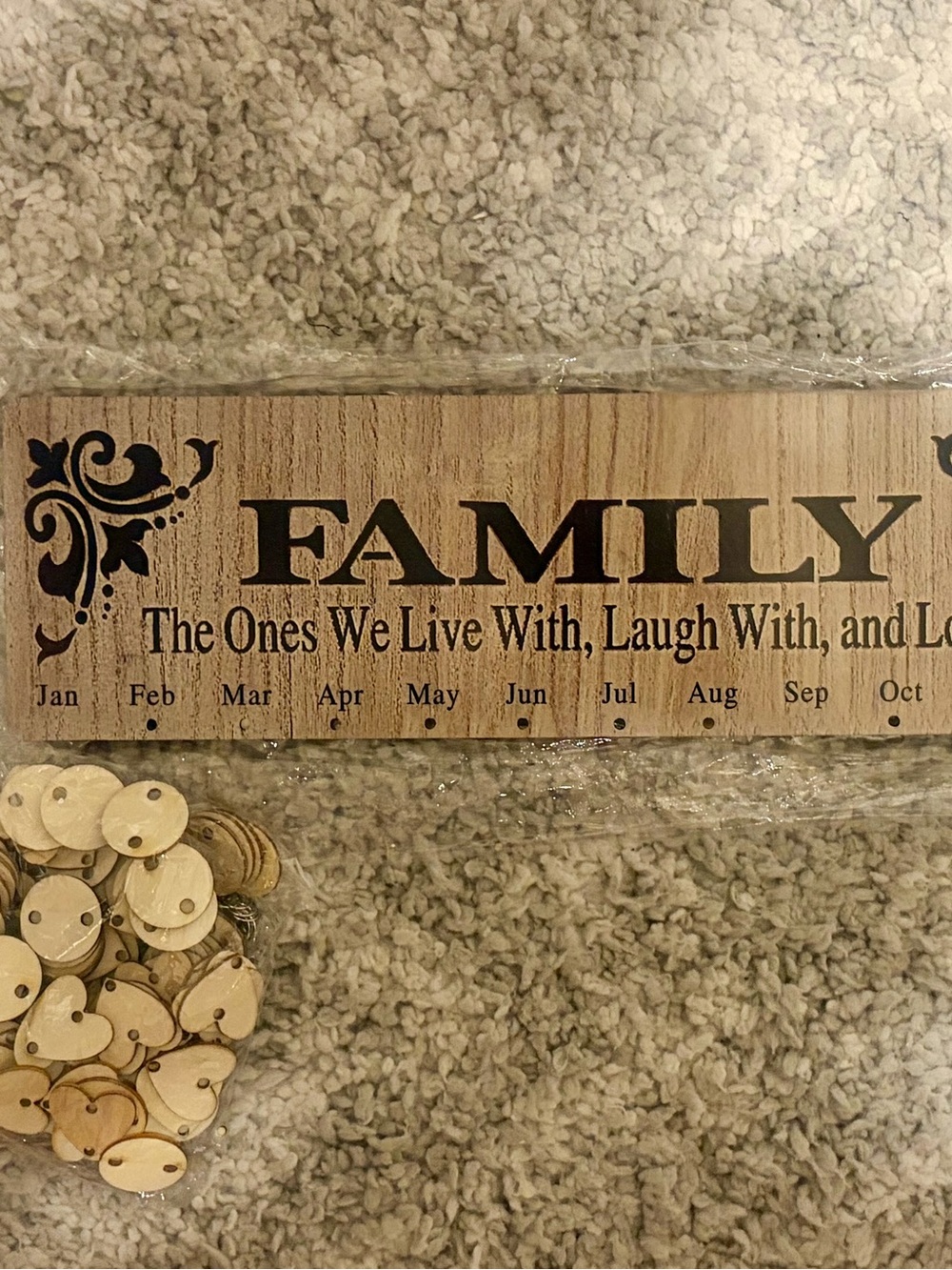 Family Wooden Memory Board Wall Sign in Brown